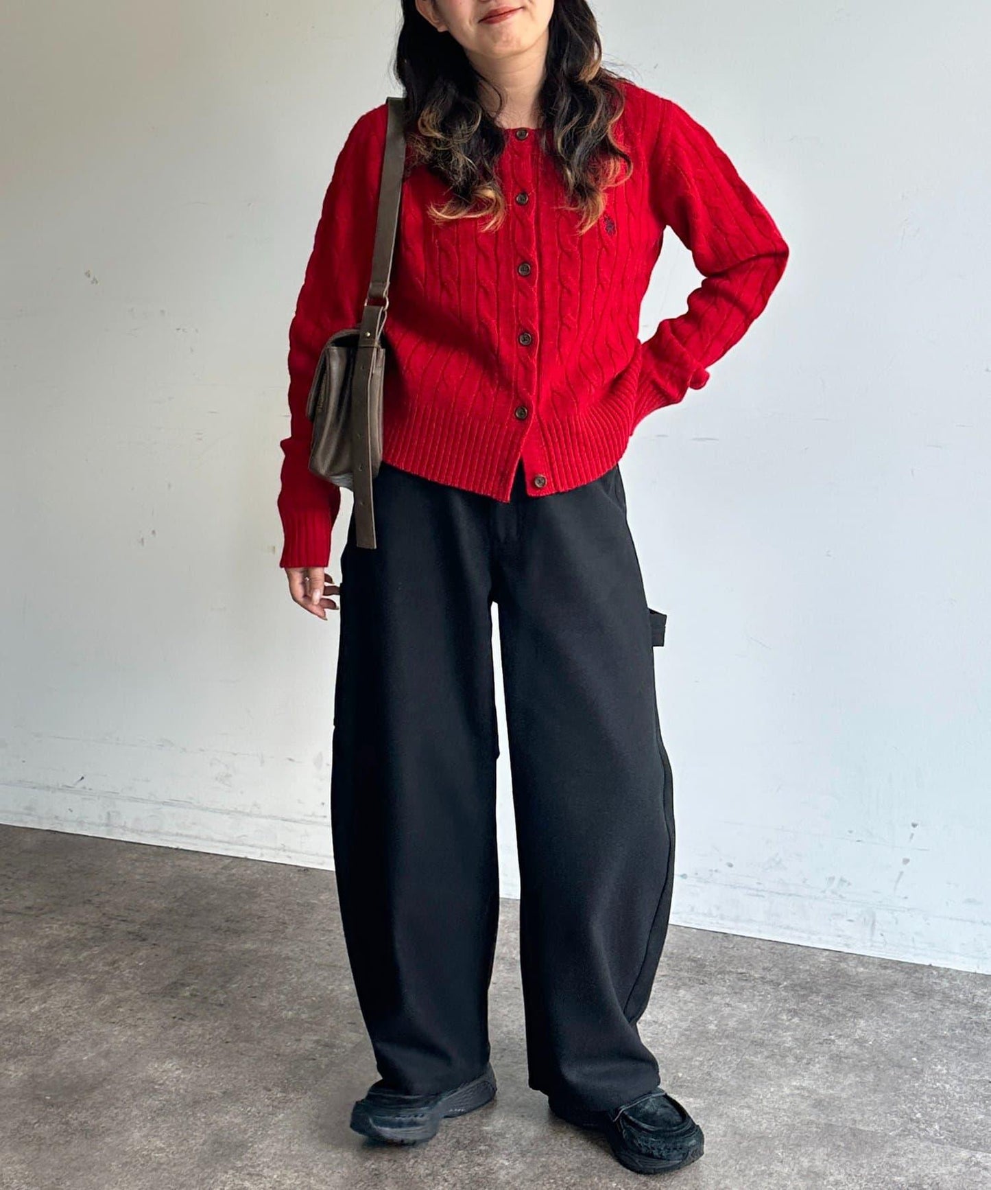 仿羊毛彎曲工裝褲