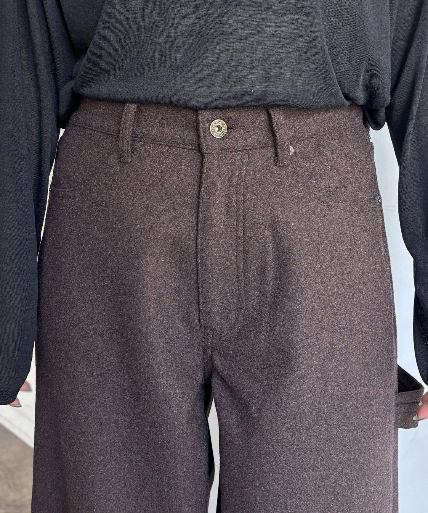 仿羊毛彎曲工裝褲