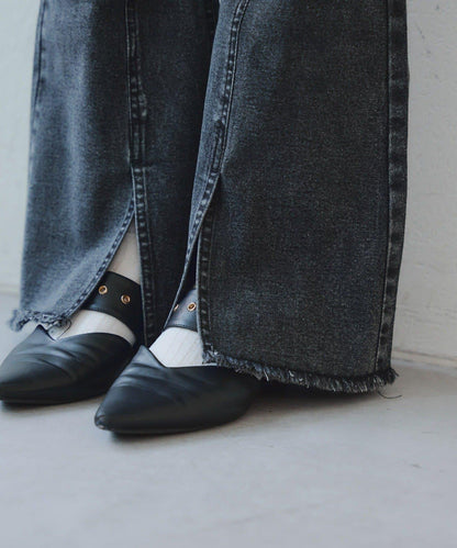 【2尺碼可選】鉚釘微喇牛仔褲