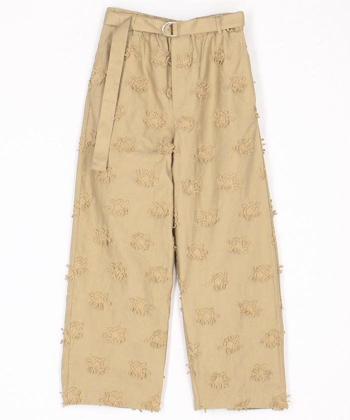 3D刺繡斜紋休閒褲