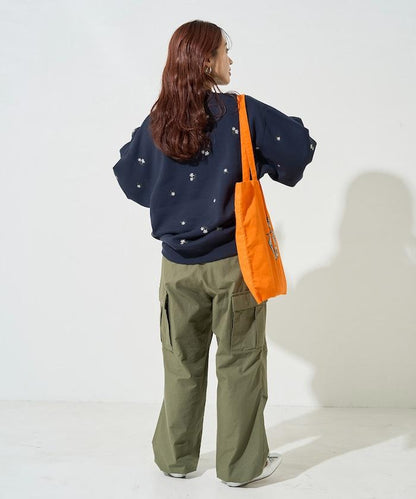 小花刺繡加絨衛衣套頭衫