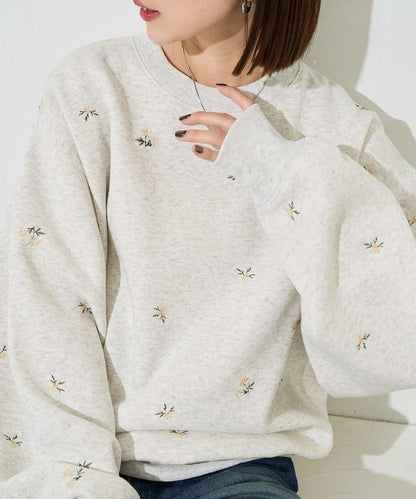 小花刺繡 裡起毛 衛衣 2026秋冬