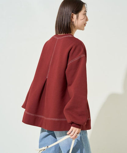 配色 ステッチ タック Aライン 裏起毛 チュニック【限定展開】