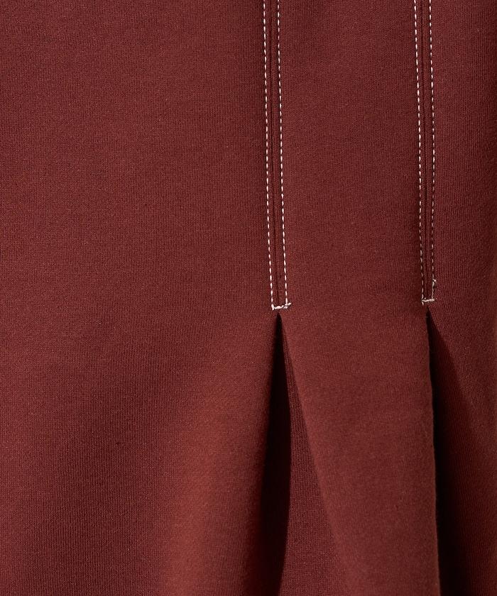 配色 ステッチ タック Aライン 裏起毛 チュニック【限定展開】