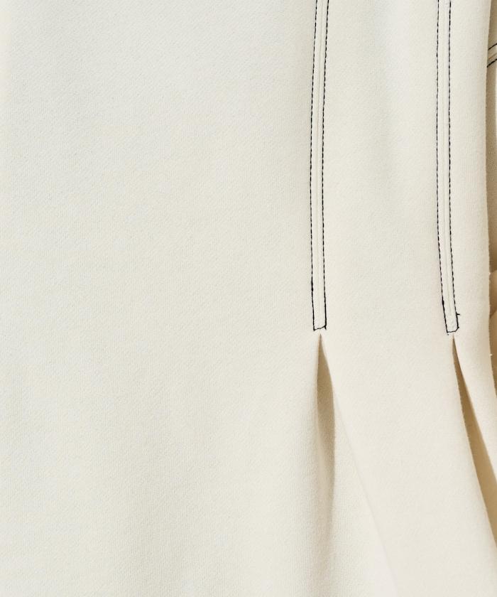 配色 ステッチ タック Aライン 裏起毛 チュニック【限定展開】