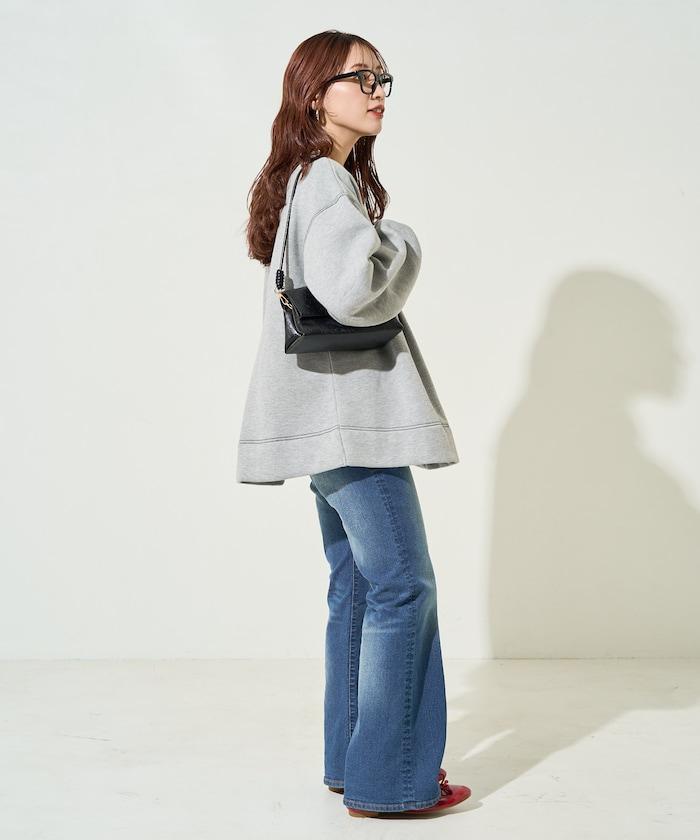 配色 ステッチ タック Aライン 裏起毛 チュニック【限定展開】