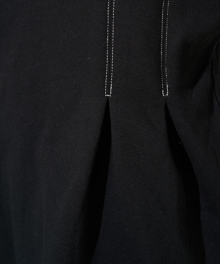 配色 ステッチ タック Aライン 裏起毛 チュニック【限定展開】