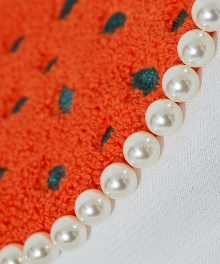 豹紋毛圈繡珍珠加絨衛衣