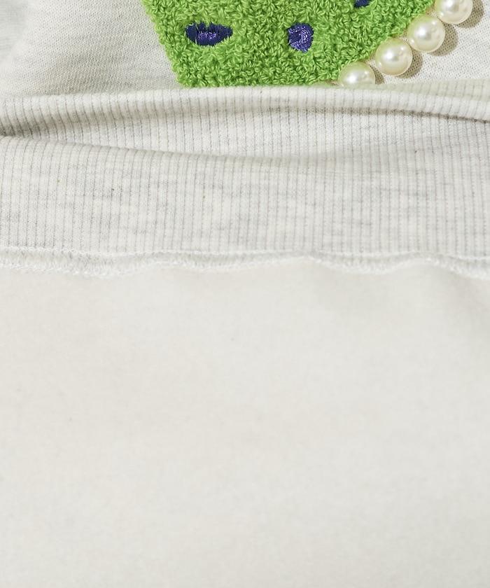 豹紋毛圈繡珍珠加絨衛衣