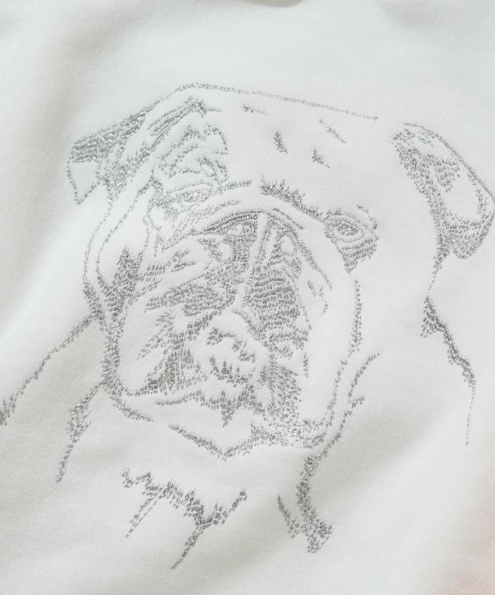 鬥牛犬亮片刺繡加絨寬鬆衛衣