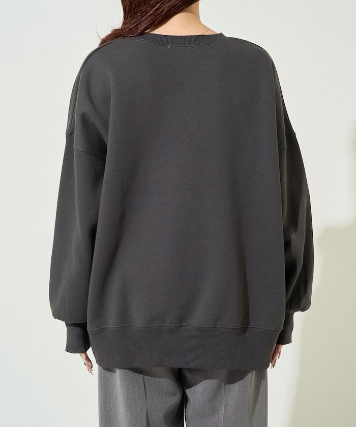 鬥牛犬亮片刺繡加絨寬鬆衛衣