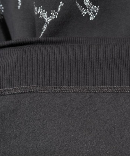 鬥牛犬亮片刺繡加絨寬鬆衛衣