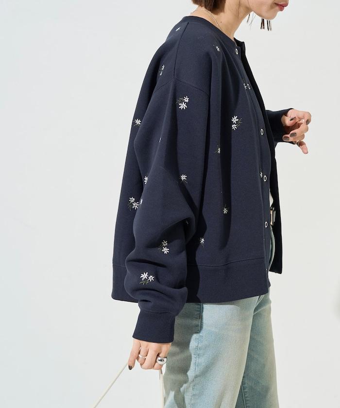 小花刺繡加絨衛衣開衫