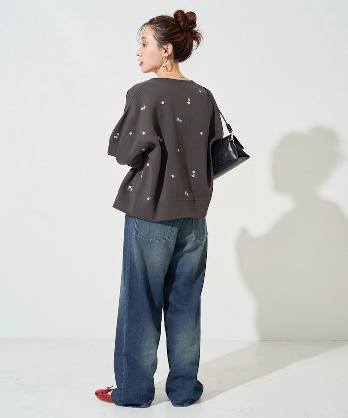 小花刺繡加絨衛衣開衫