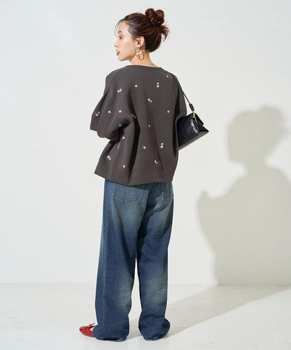 小花刺繡加絨衛衣開衫