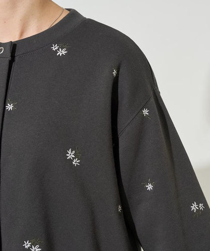 小花刺繡加絨衛衣開衫