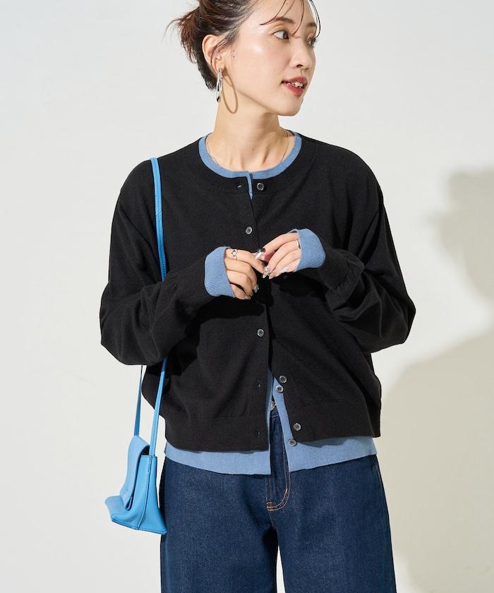 拼接配色紐扣開衫