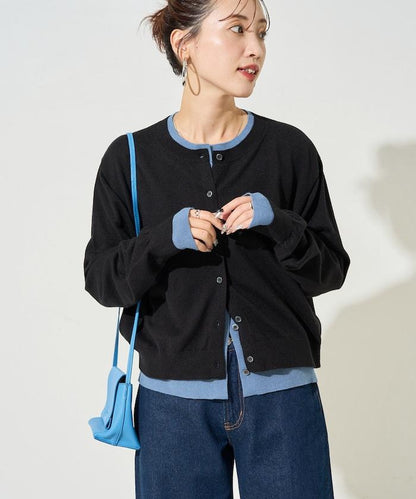 拼接配色紐扣開衫