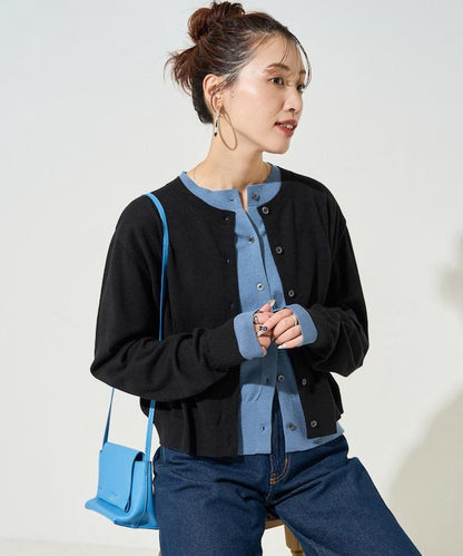 拼接配色紐扣開衫