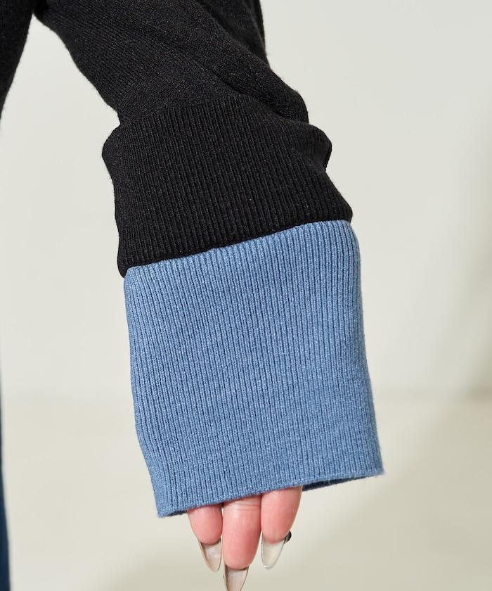 拼接配色紐扣開衫