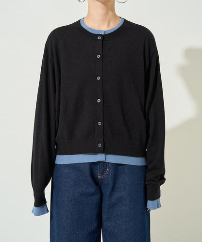 拼接配色紐扣開衫