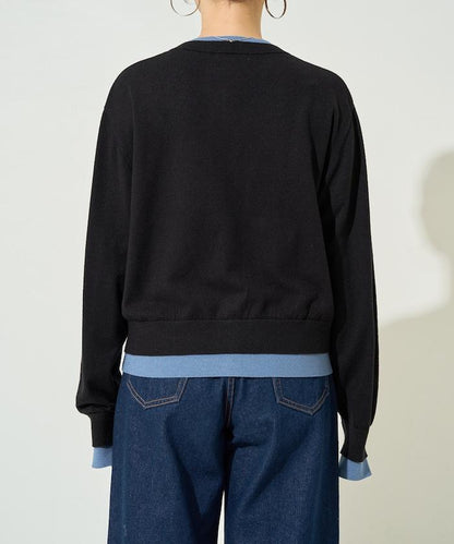 拼接配色紐扣開衫