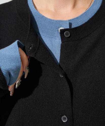 拼接配色紐扣開衫