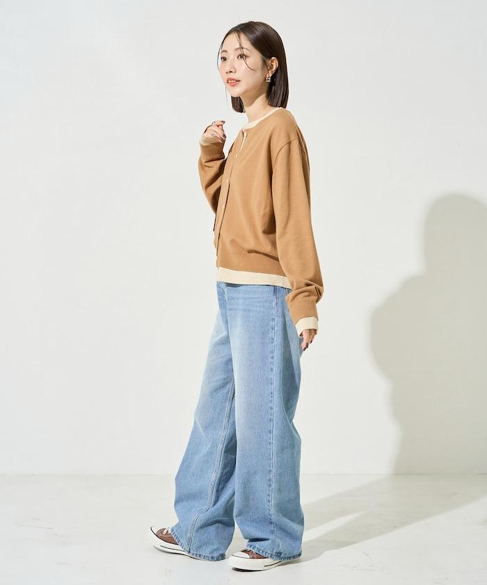 拼接配色紐扣開衫