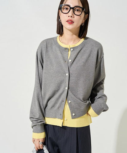 拼接配色紐扣開衫