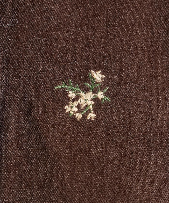 仿天鵝絨平紋燈芯絨小花圖案襯衫＜可搭配套裝＞