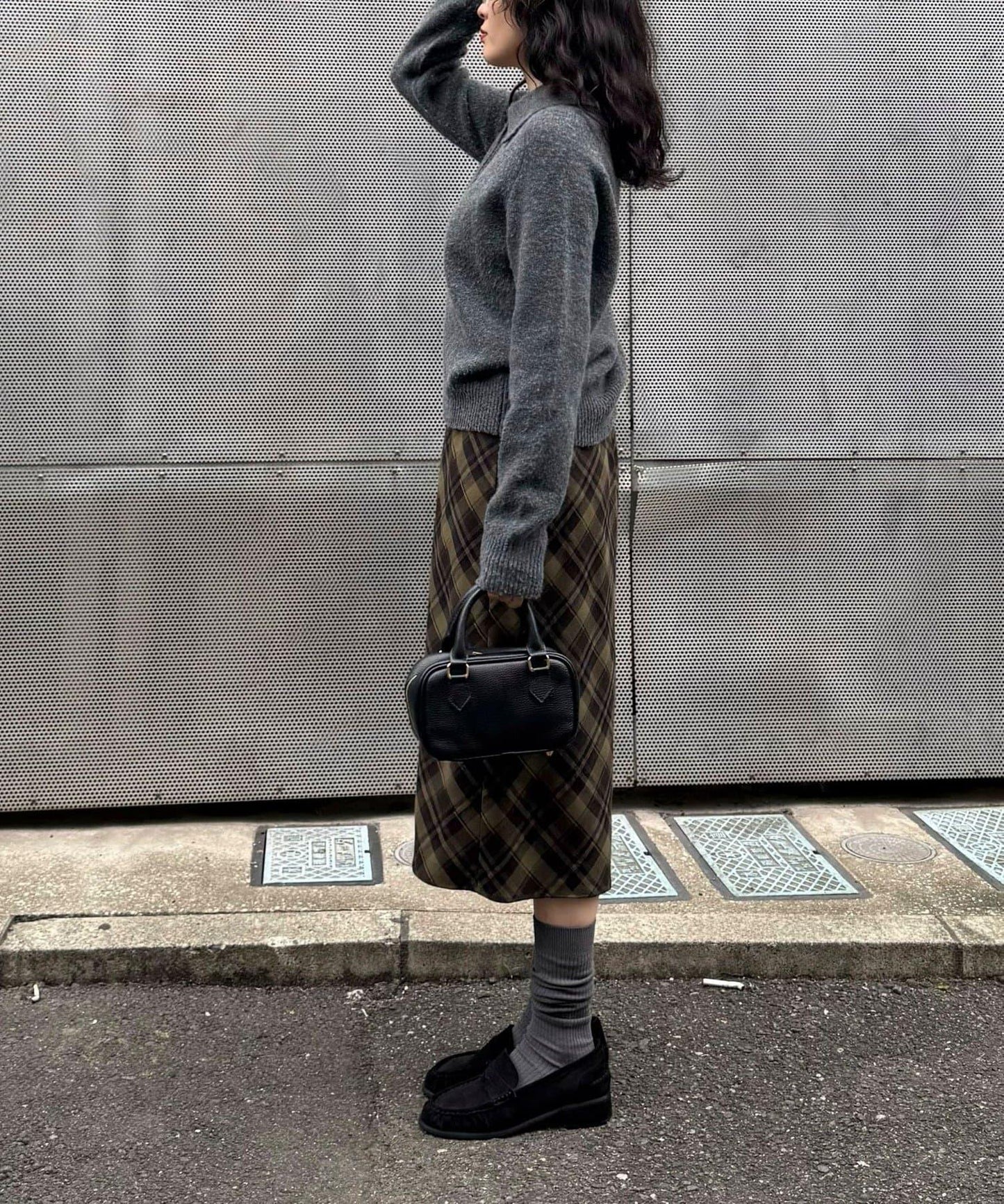 格紋中長裙