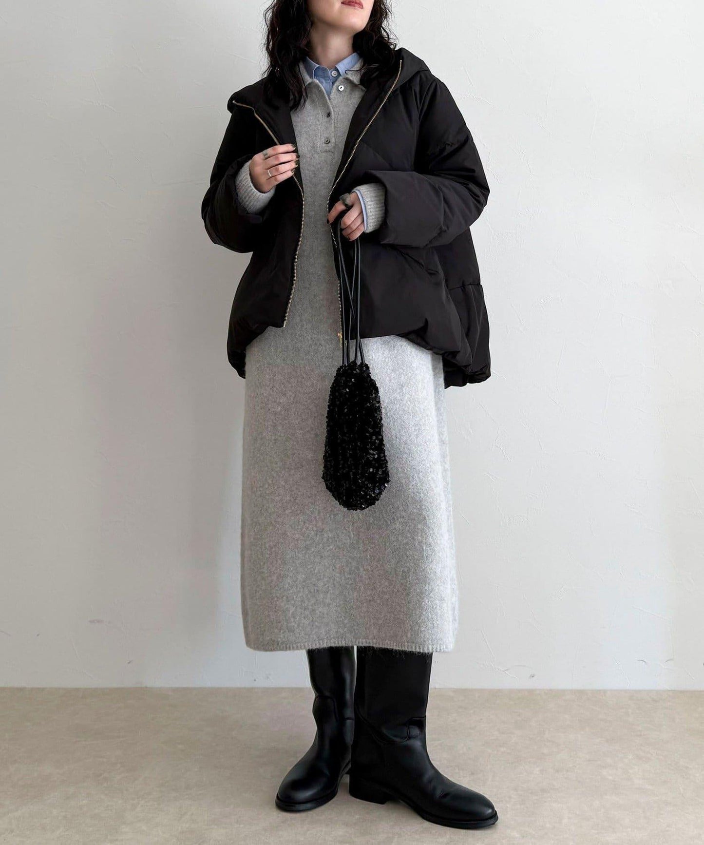 柔軟交叉羽絨大衣