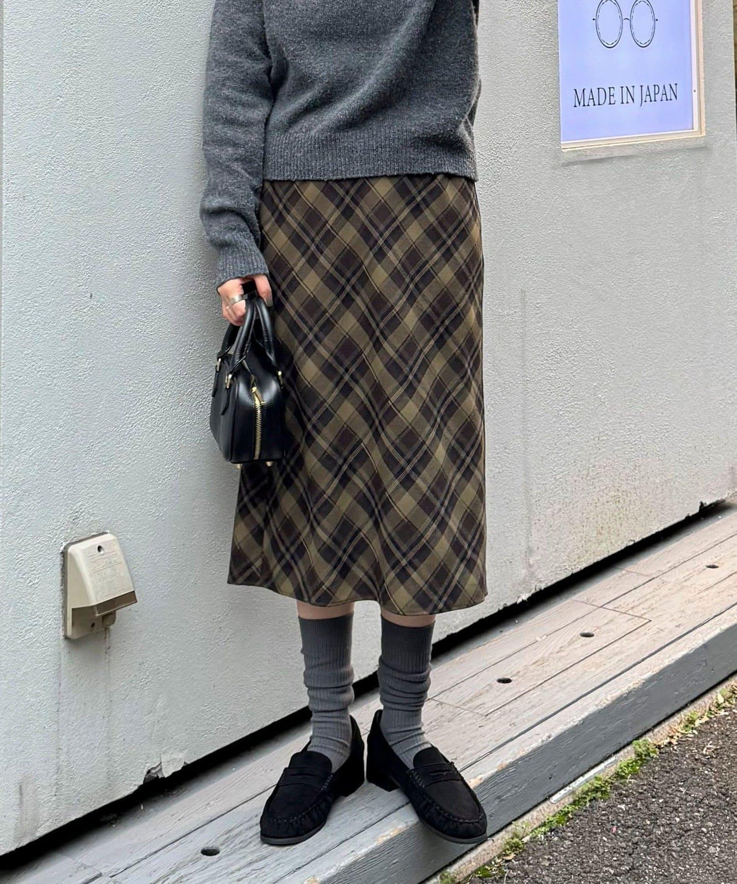 格紋中長裙