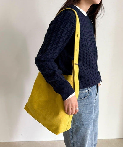 仿麂皮可調節單肩包