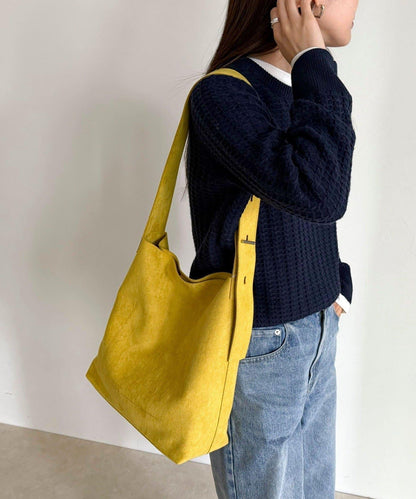 仿麂皮可調節單肩包