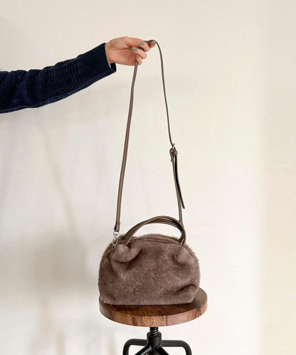 仿貂絨兩用方形托特包