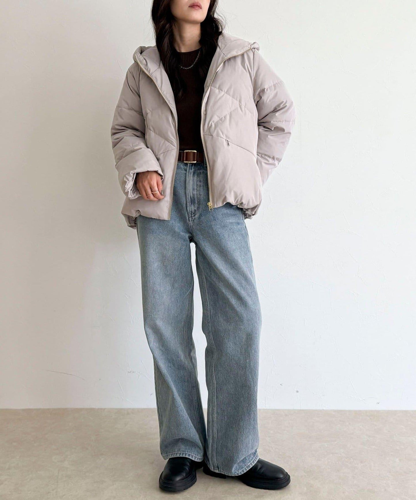 柔軟交叉羽絨大衣