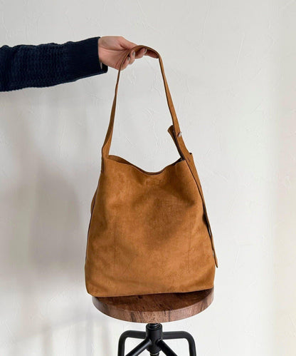 仿麂皮可調節單肩包