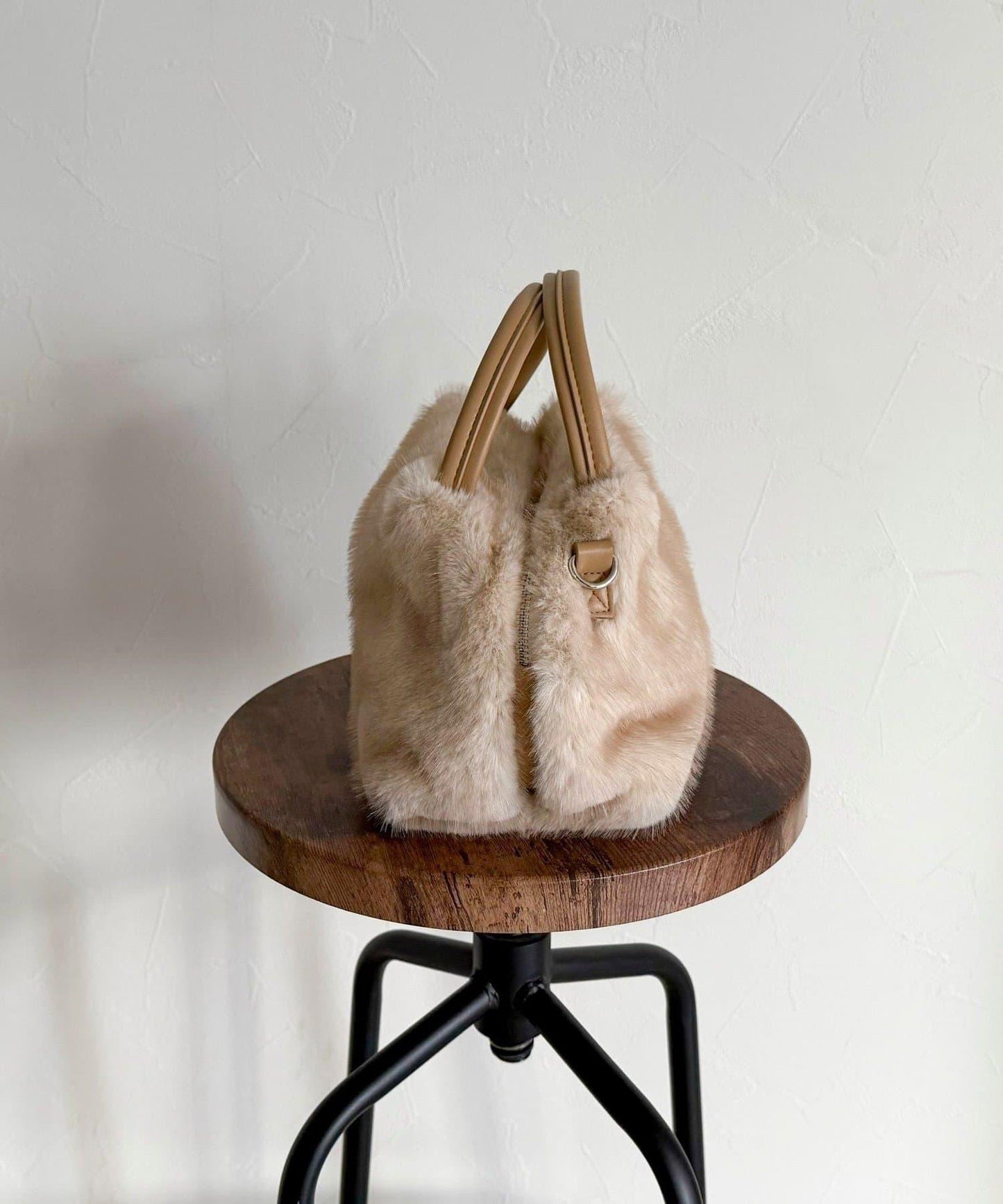 仿貂絨兩用方形托特包