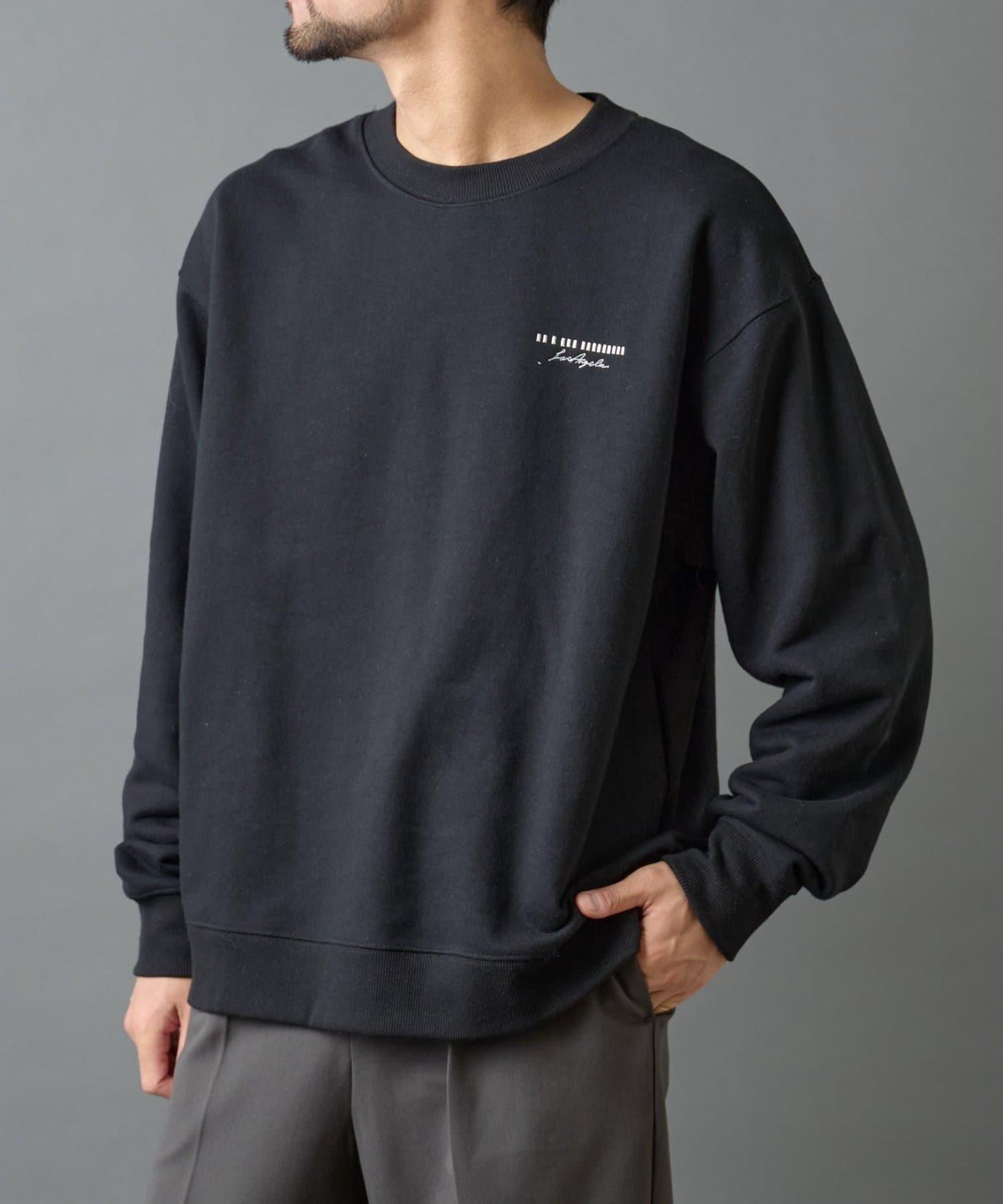 條形碼刺繡圓領衛衣