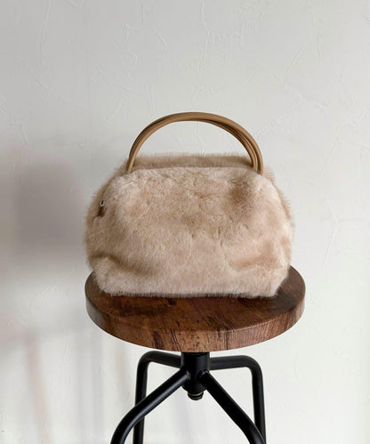 仿貂絨兩用方形托特包