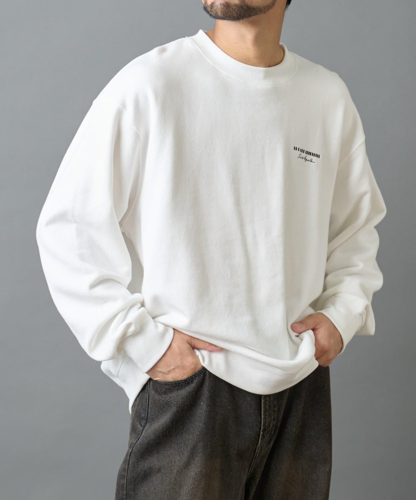 條形碼刺繡圓領衛衣