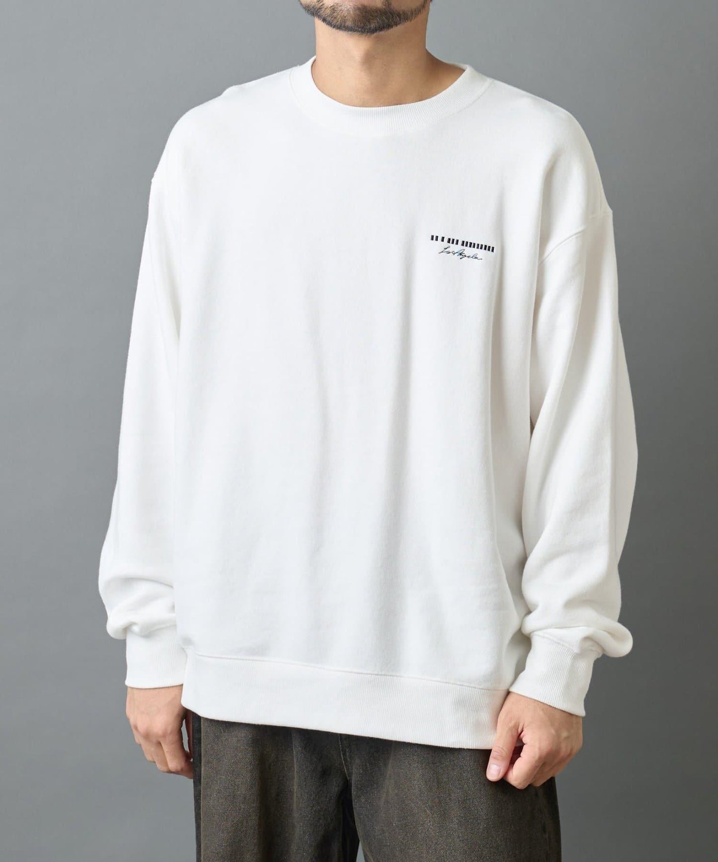 條形碼刺繡圓領衛衣