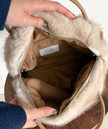 仿貂絨兩用方形托特包