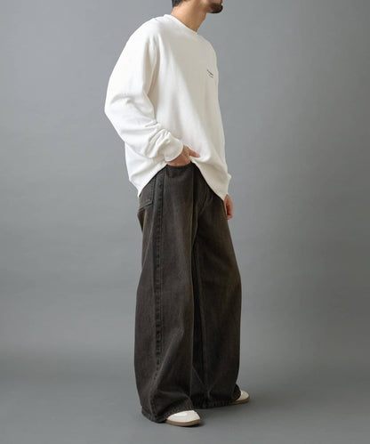 條形碼刺繡圓領衛衣