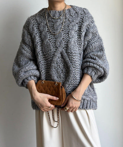 粗針織麻花毛衣