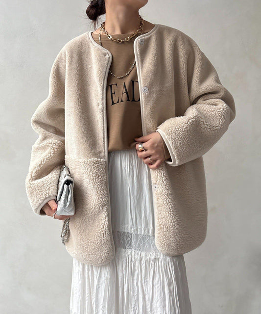 可雙面穿仿麂皮大衣