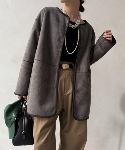 可雙面穿仿麂皮大衣