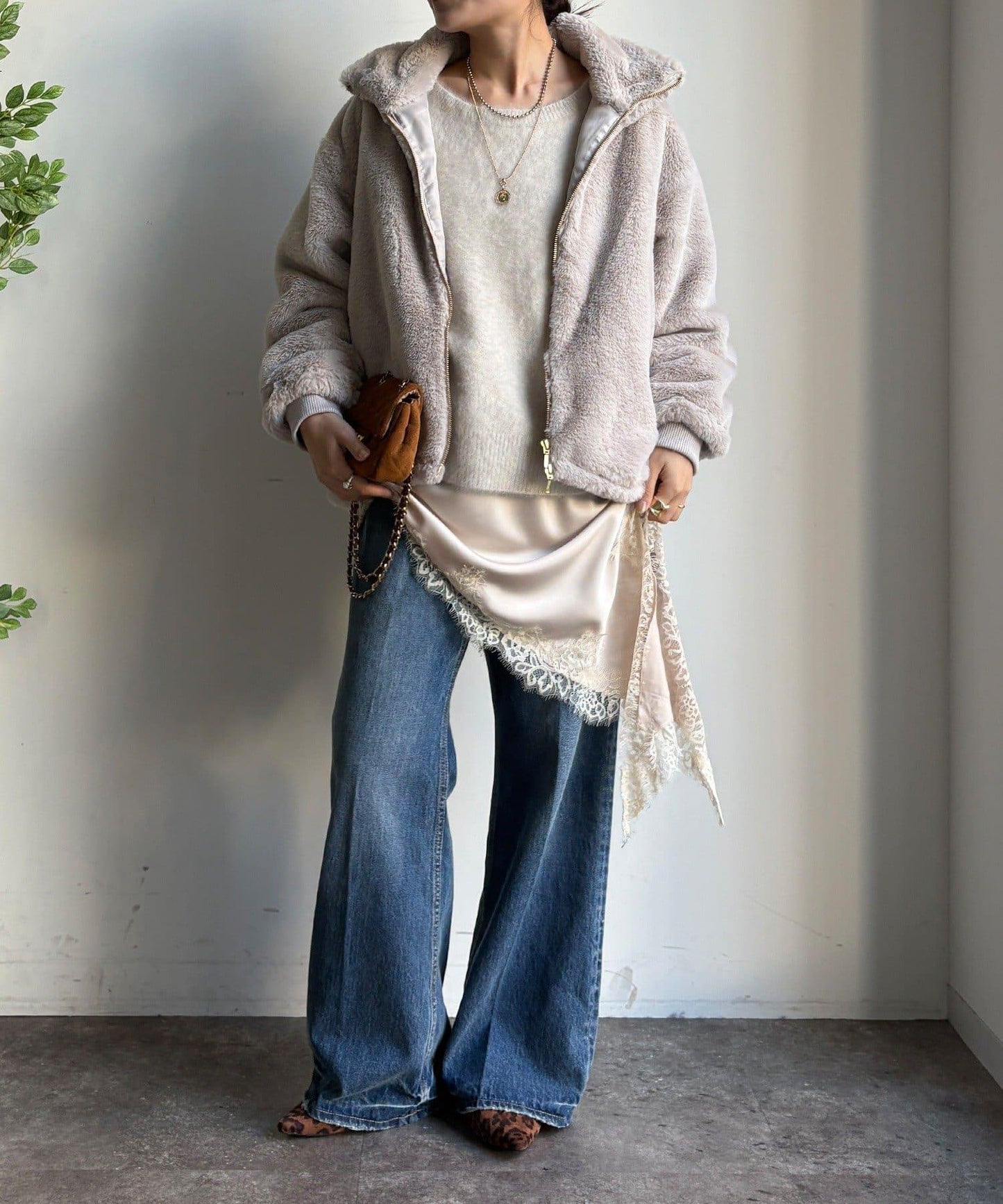 仿貂毛立領毛絨外套