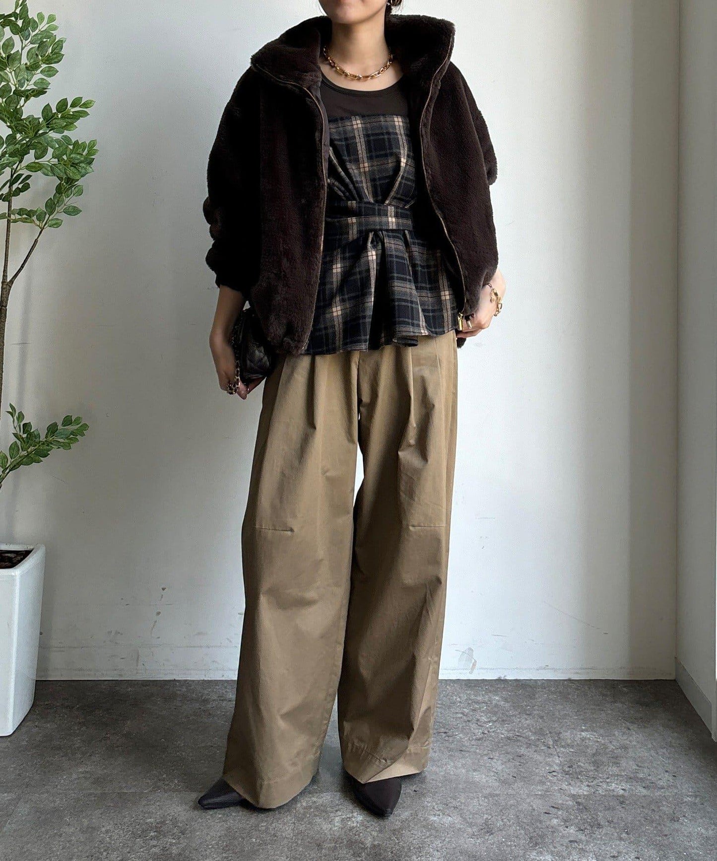 仿貂毛立領毛絨外套